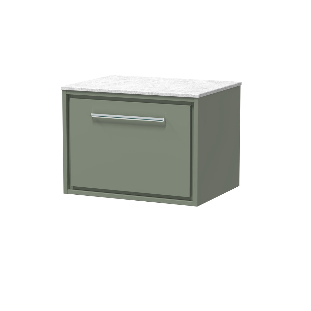 Hudson Reed Lille 600mm 1 Drawer Wall Hung Vanity Unit With White Marble Worktop