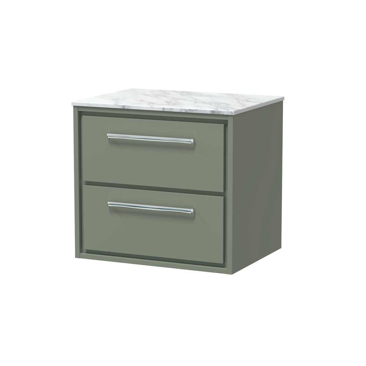 Hudson Reed Lille 600mm 2 Drawer Wall Hung Vanity Unit With Carrara Marble Worktop