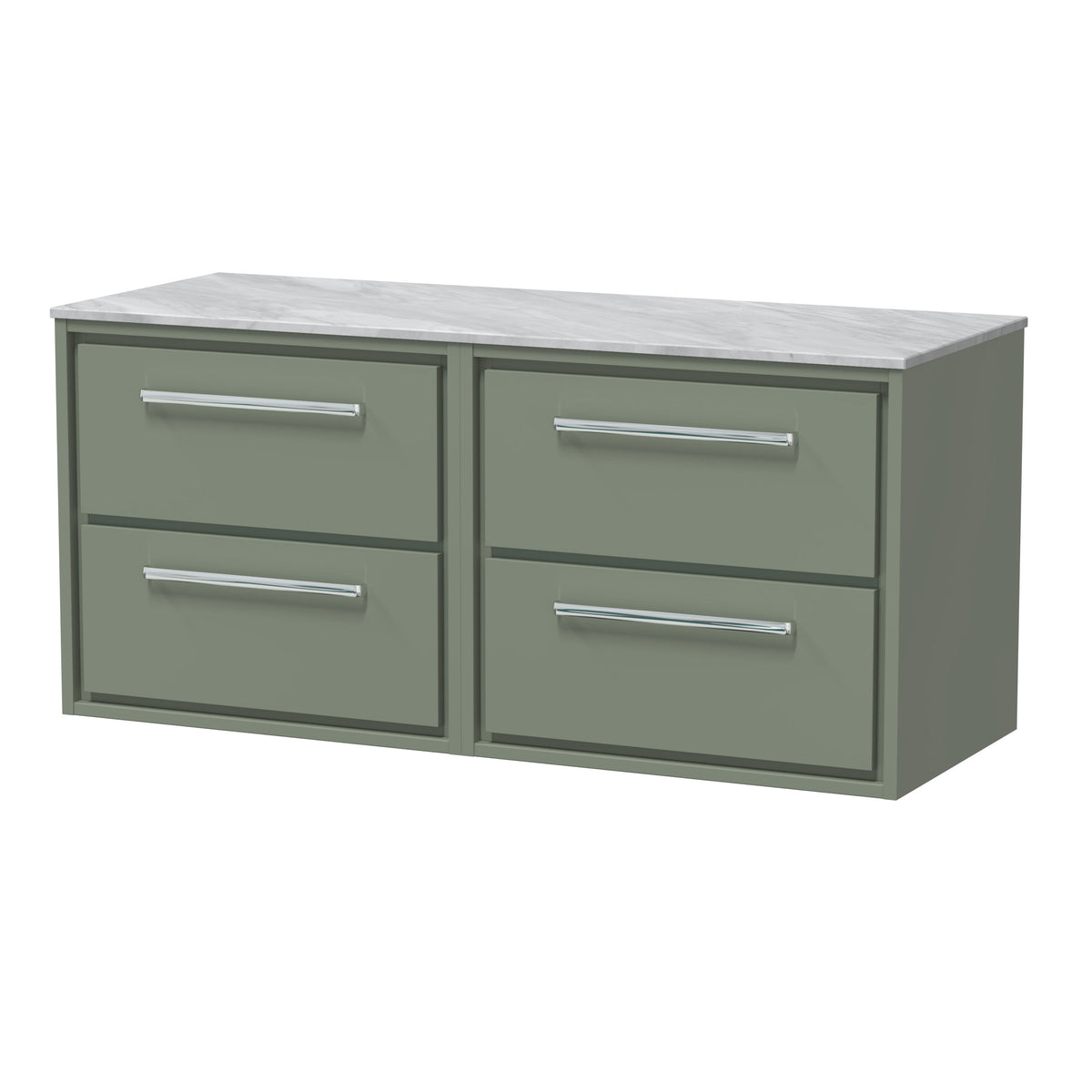 Hudson Reed Lille 1200mm 4 Drawer Wall Hung Vanity Unit With Grey Marble Worktop