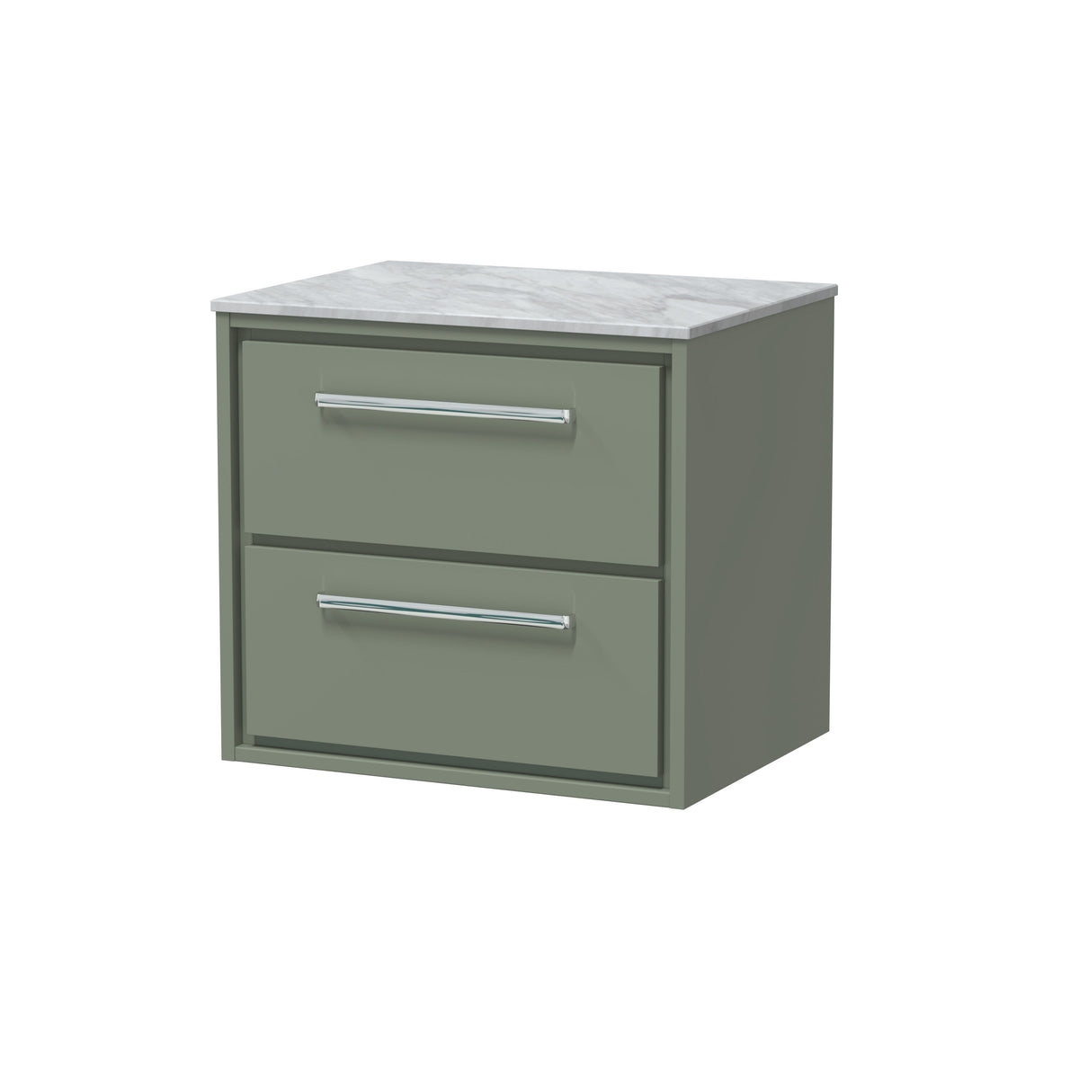 Hudson Reed Lille 600mm 2 Drawer Wall Hung Vanity Unit With Grey Marble Worktop