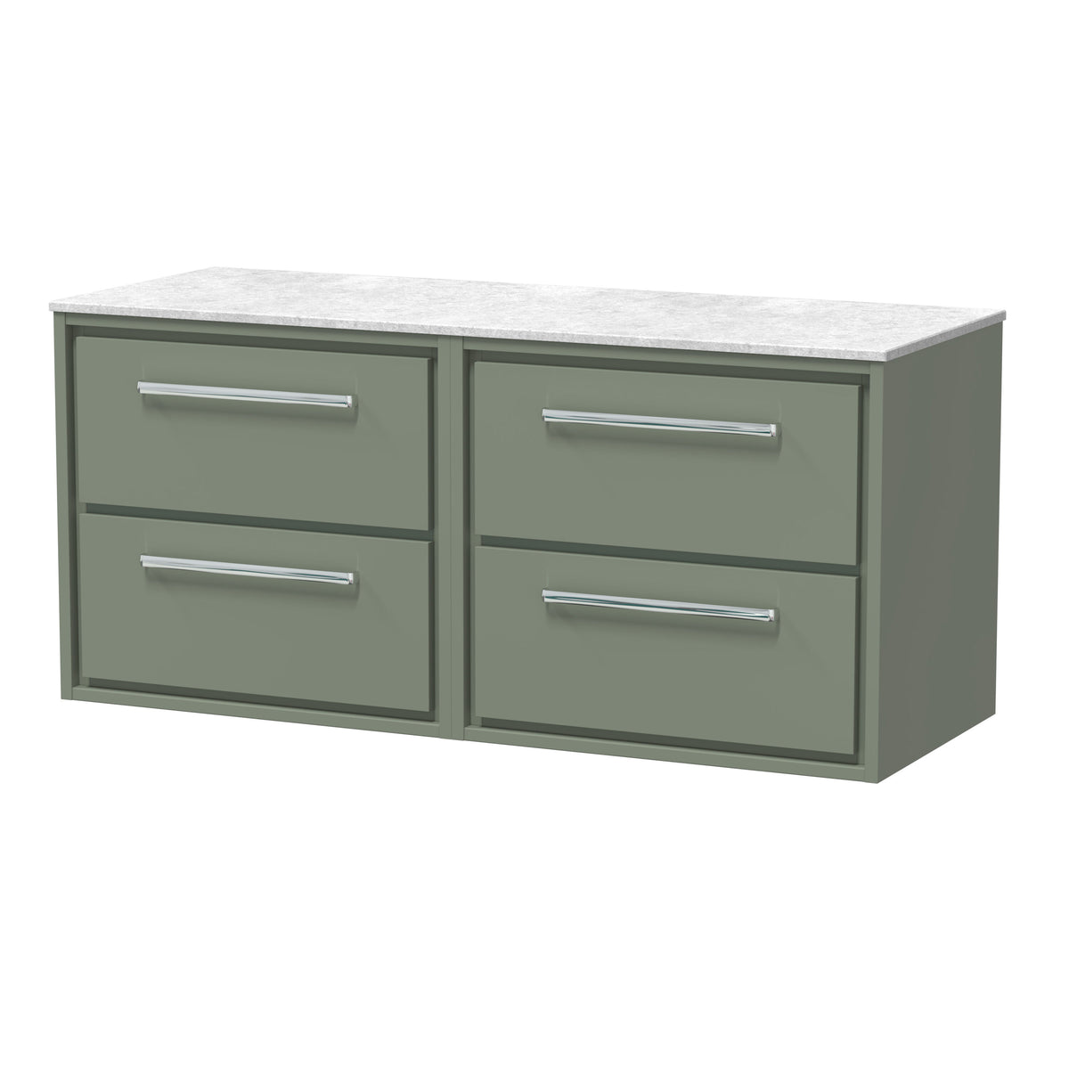 Hudson Reed Lille 1200mm 4 Drawer Wall Hung Vanity Unit With White Marble Worktop