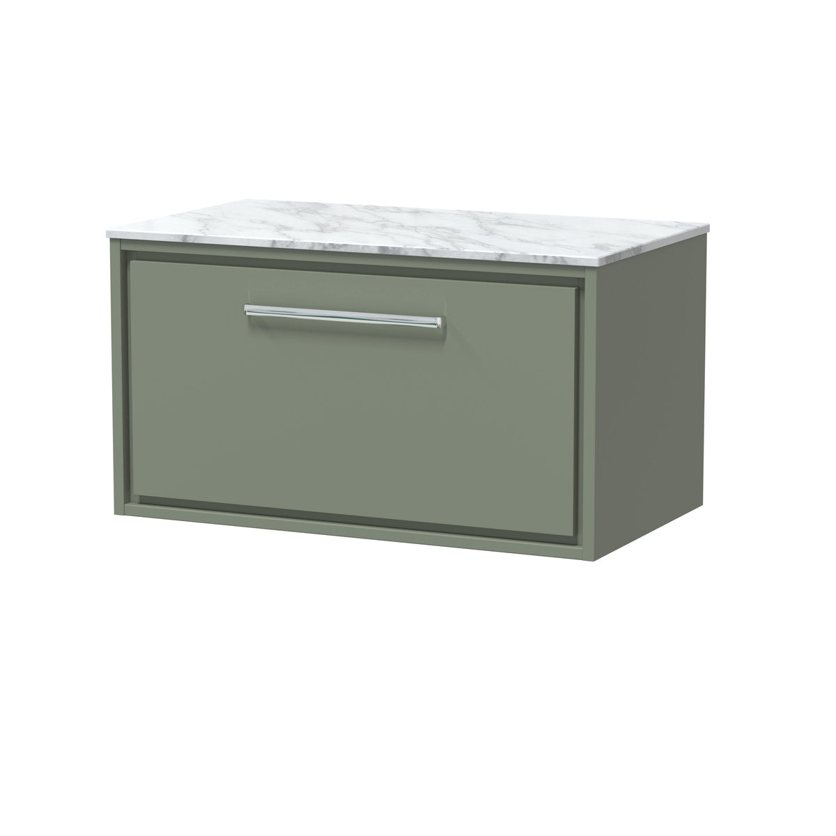 Hudson Reed Lille 800mm 1 Drawer Wall Hung Vanity Unit With Carrara Marble Worktop