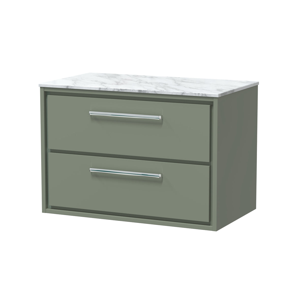 Hudson Reed Lille 800mm 2 Drawer Wall Hung Vanity Unit With Carrara Marble Worktop