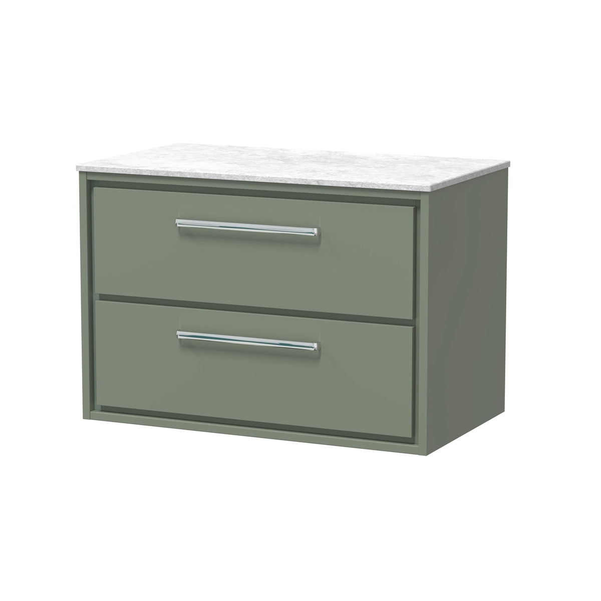 Hudson Reed Lille 800mm 2 Drawer Wall Hung Vanity Unit With White Marble Worktop