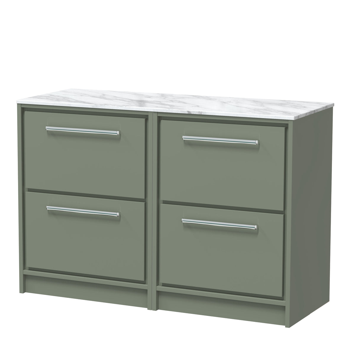 Hudson Reed Lille 1200mm 4 Drawer Floor Standing Vanity Unit With Carrara Marble Worktop