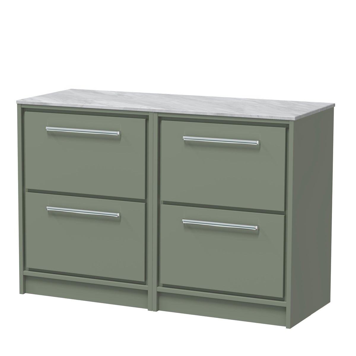 Hudson Reed Lille 1200mm 4 Drawer Floor Standing Vanity Unit With Grey Marble Worktop
