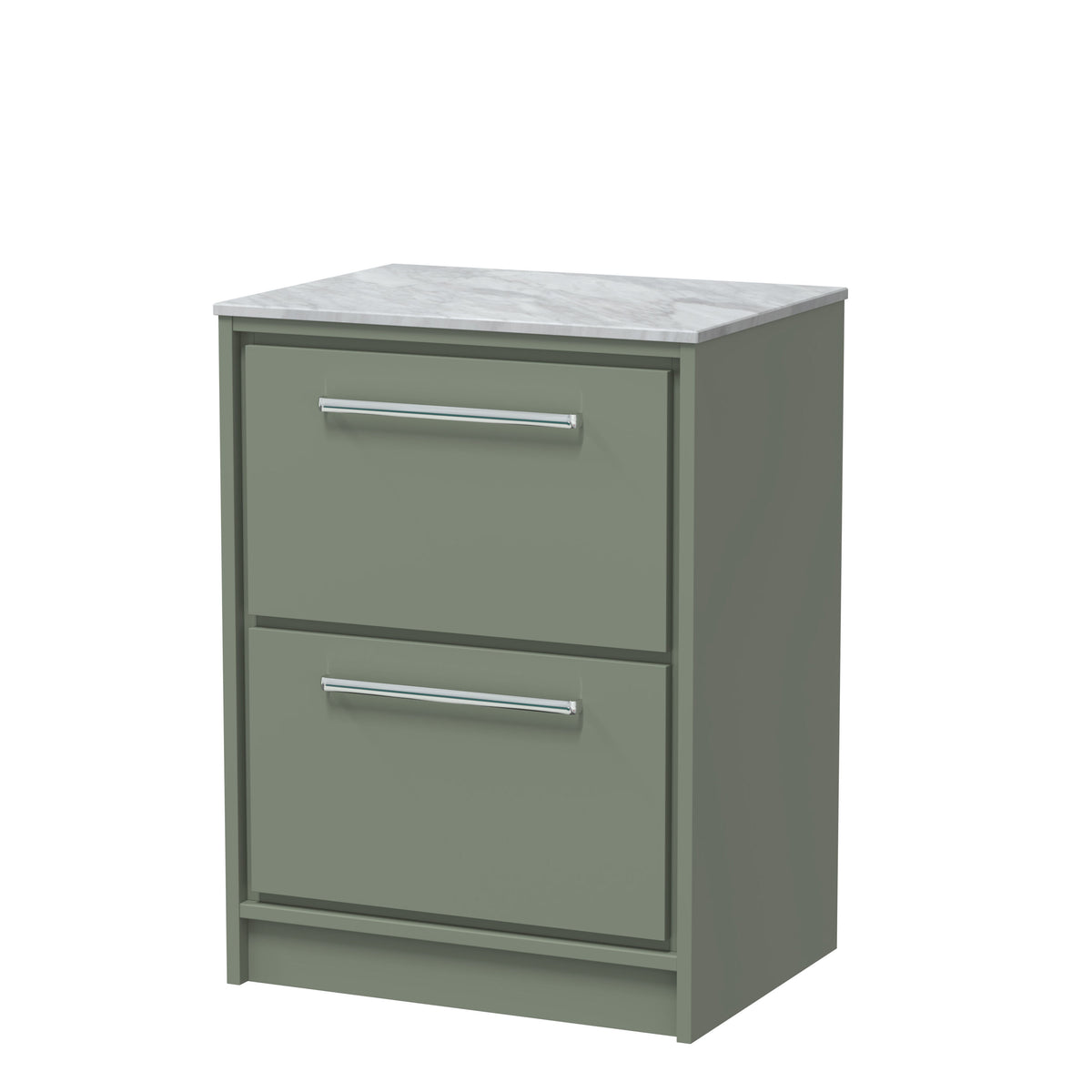 Hudson Reed Lille 600mm 2 Drawer Floor Standing Vanity Unit With Grey Marble Worktop