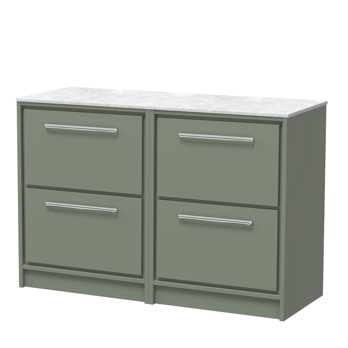 Hudson Reed Lille 1200mm 4 Drawer Floor Standing Vanity Unit With White Marble Worktop