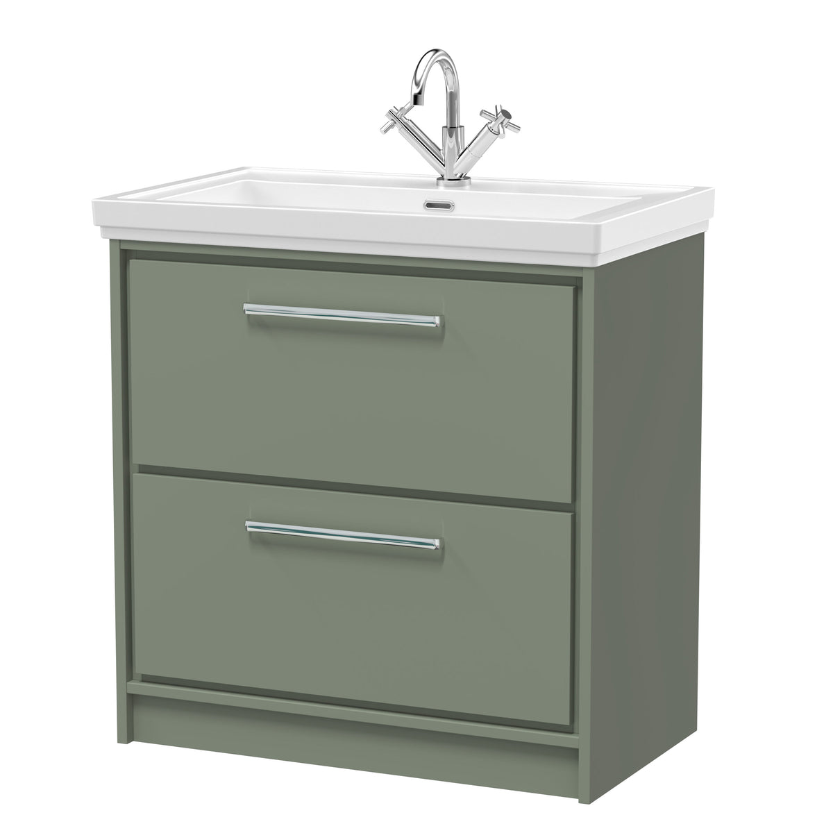 Hudson Reed Lille 800mm 2 Drawer Floor Standing Vanity Unit With 1 Tap Hole Fireclay Basin