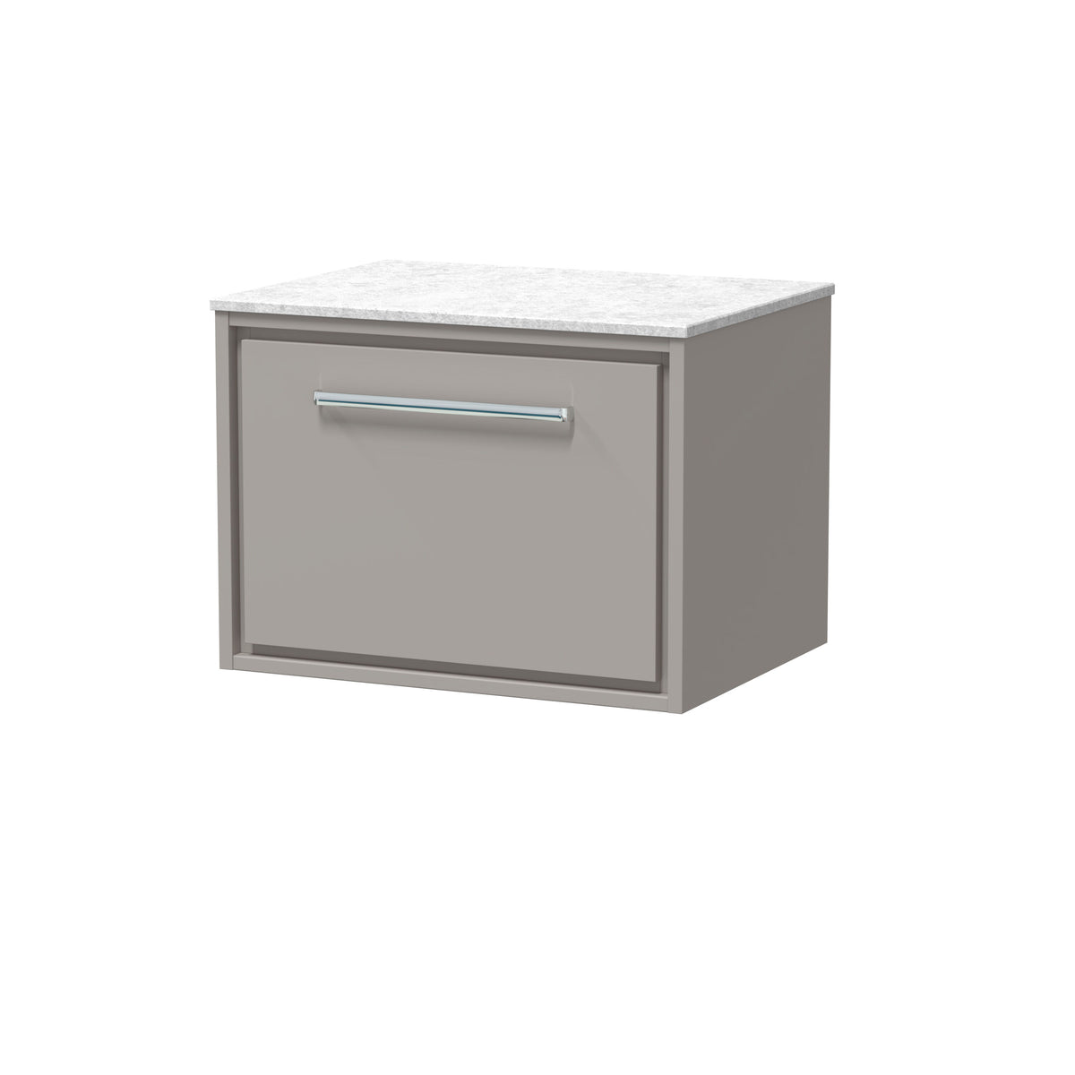 Hudson Reed Lille 600mm 1 Drawer Wall Hung Vanity Unit With White Marble Worktop