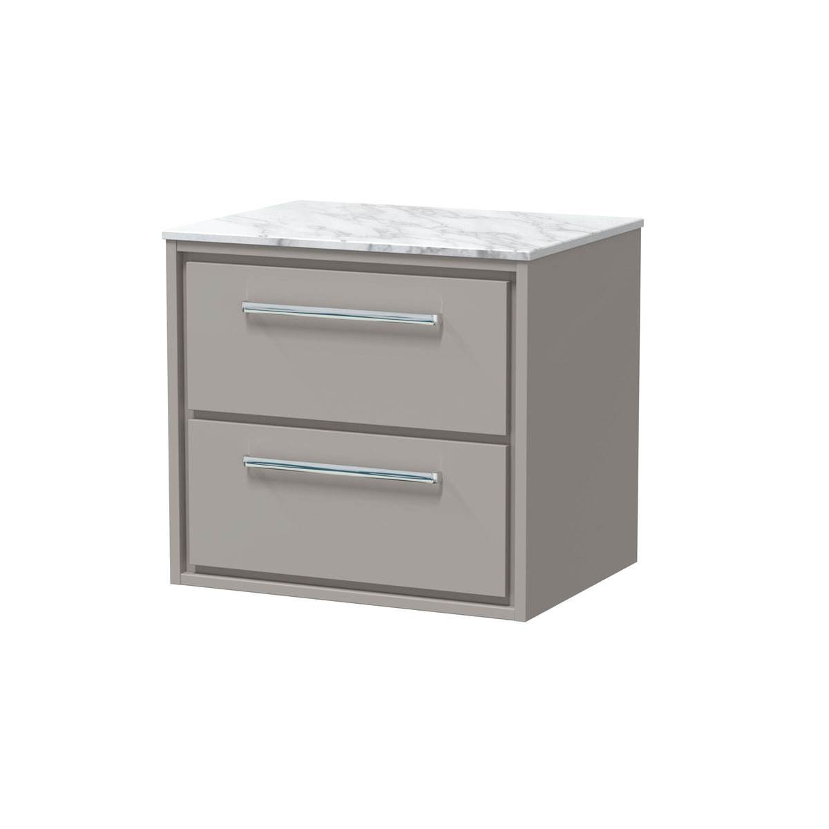 Hudson Reed Lille 600mm 2 Drawer Wall Hung Vanity Unit With Carrara Marble Worktop