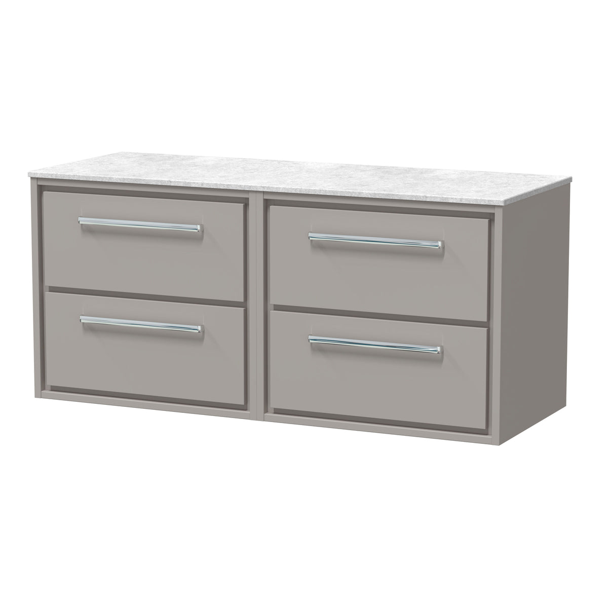 Hudson Reed Lille 1200mm 4 Drawer Wall Hung Vanity Unit With White Marble Worktop