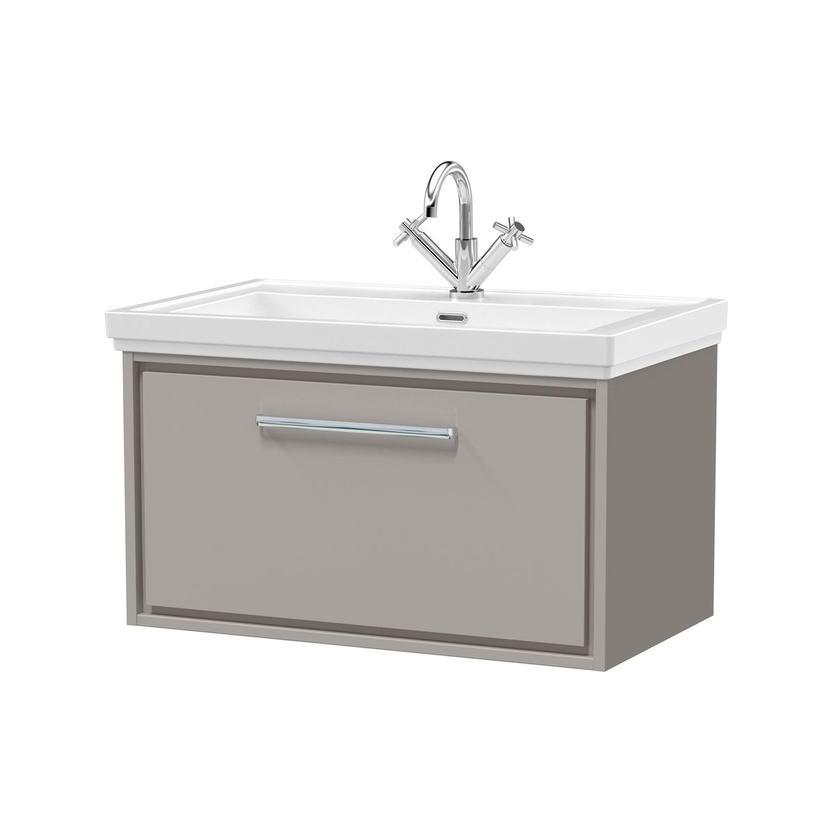 Hudson Reed Lille 800mm 1 Drawer Wall Hung Vanity Unit With 1 Tap Hole Fireclay Basin