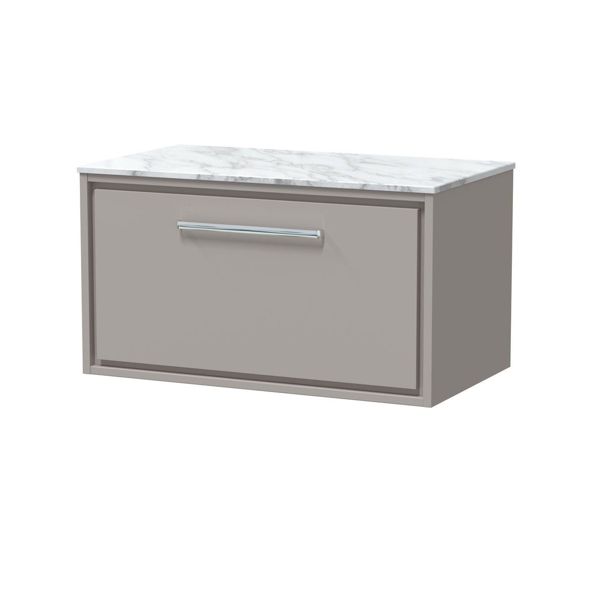 Hudson Reed Lille 800mm 1 Drawer Wall Hung Vanity Unit With Carrara Marble Worktop