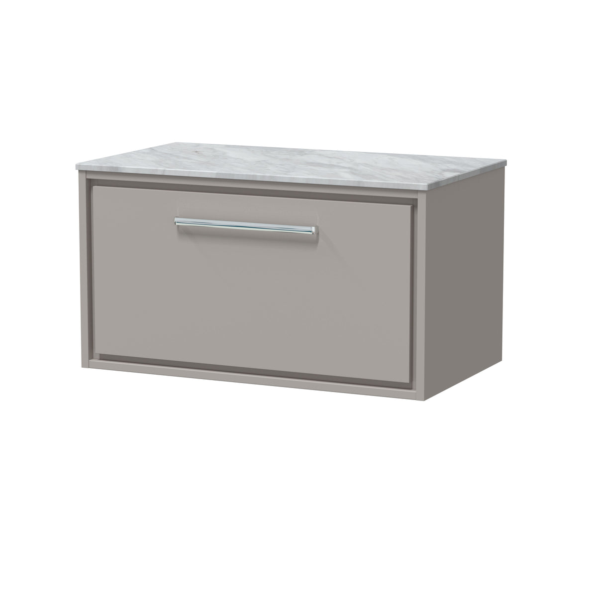 Hudson Reed Lille 800mm 1 Drawer Wall Hung Vanity Unit With Grey Marble Worktop