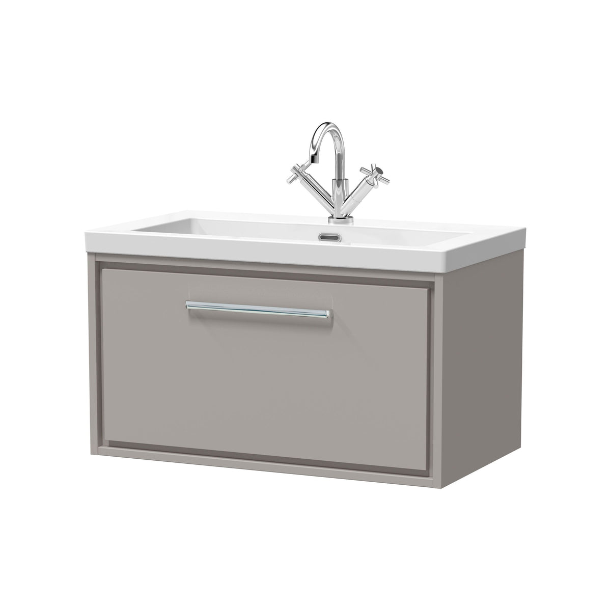 Hudson Reed Lille 800mm 1 Drawer Wall Hung Vanity Unit With 1 Tap Hole Fireclay Basin
