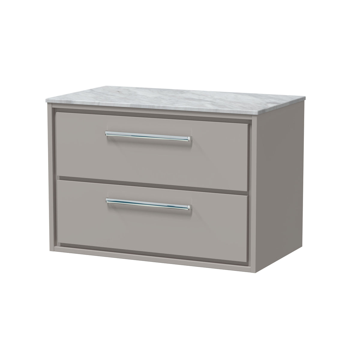 Hudson Reed Lille 800mm 2 Drawer Wall Hung Vanity Unit With Grey Marble Worktop