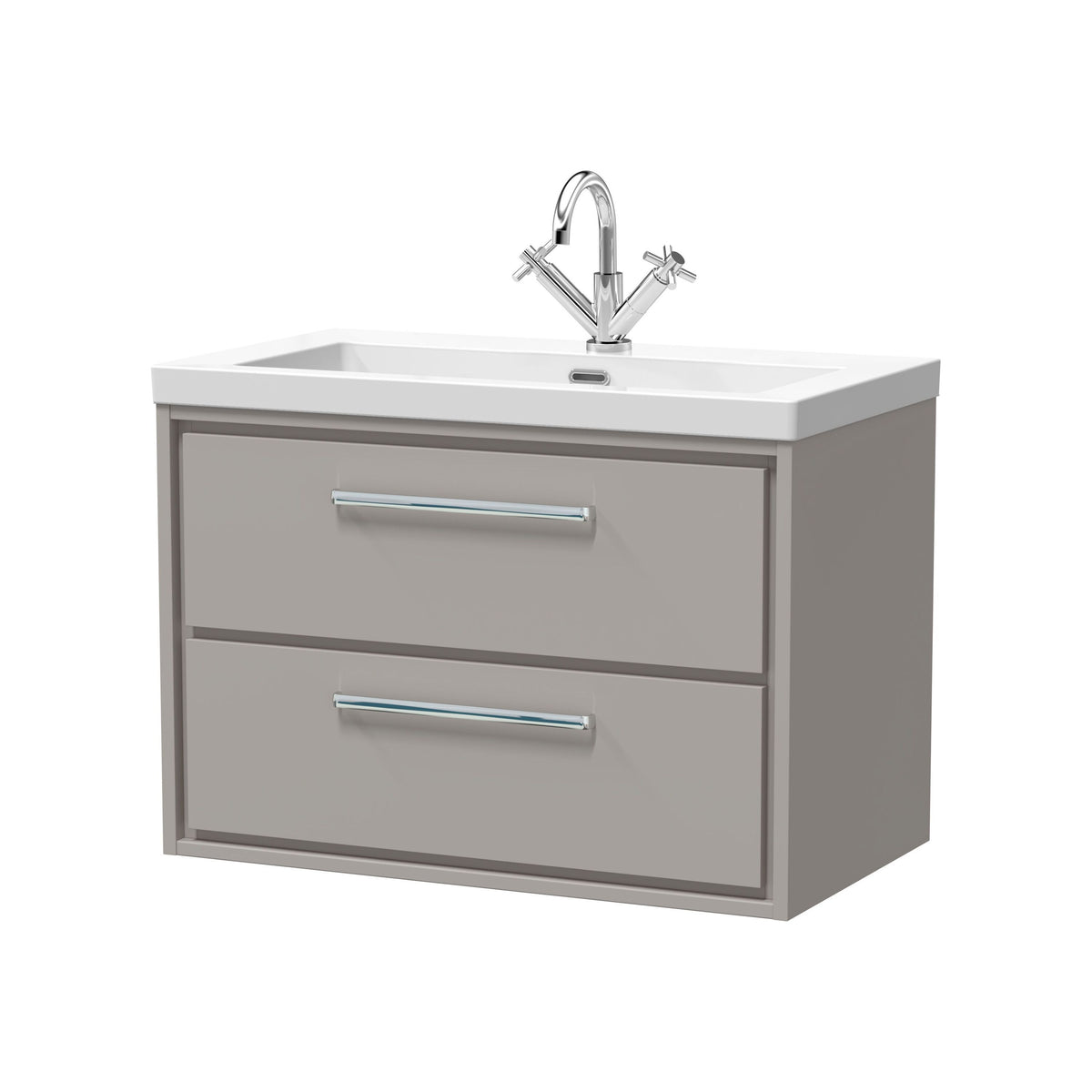 Hudson Reed Lille 800mm 2 Drawer Wall Hung Vanity Unit With 1 Tap Hole Fireclay Basin