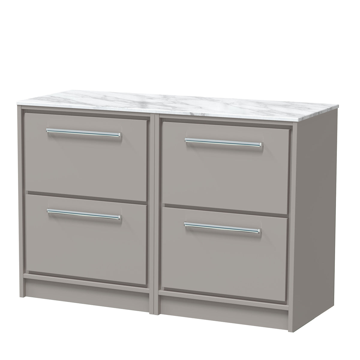 Hudson Reed Lille 1200mm 4 Drawer Floor Standing Vanity Unit With Carrara Marble Worktop