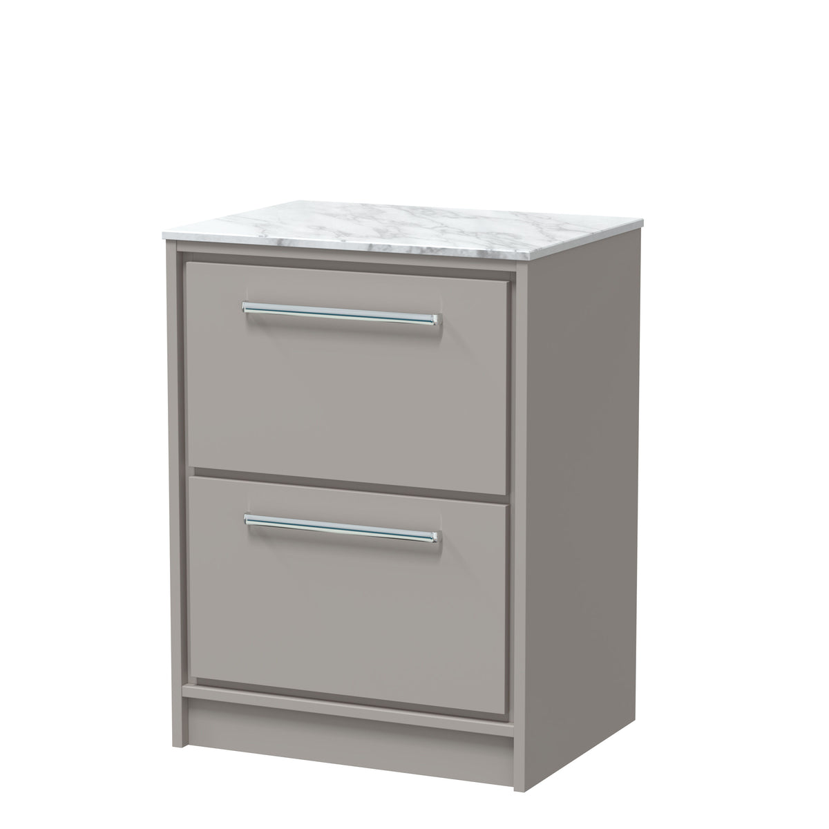 Hudson Reed Lille 600mm 2 Drawer Floor Standing Vanity Unit With Carrara Marble Worktop