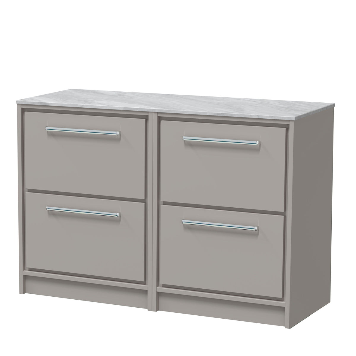 Hudson Reed Lille 1200mm Floor Standing 4 Drawer Vanity Unit With Grey Marble Worktop