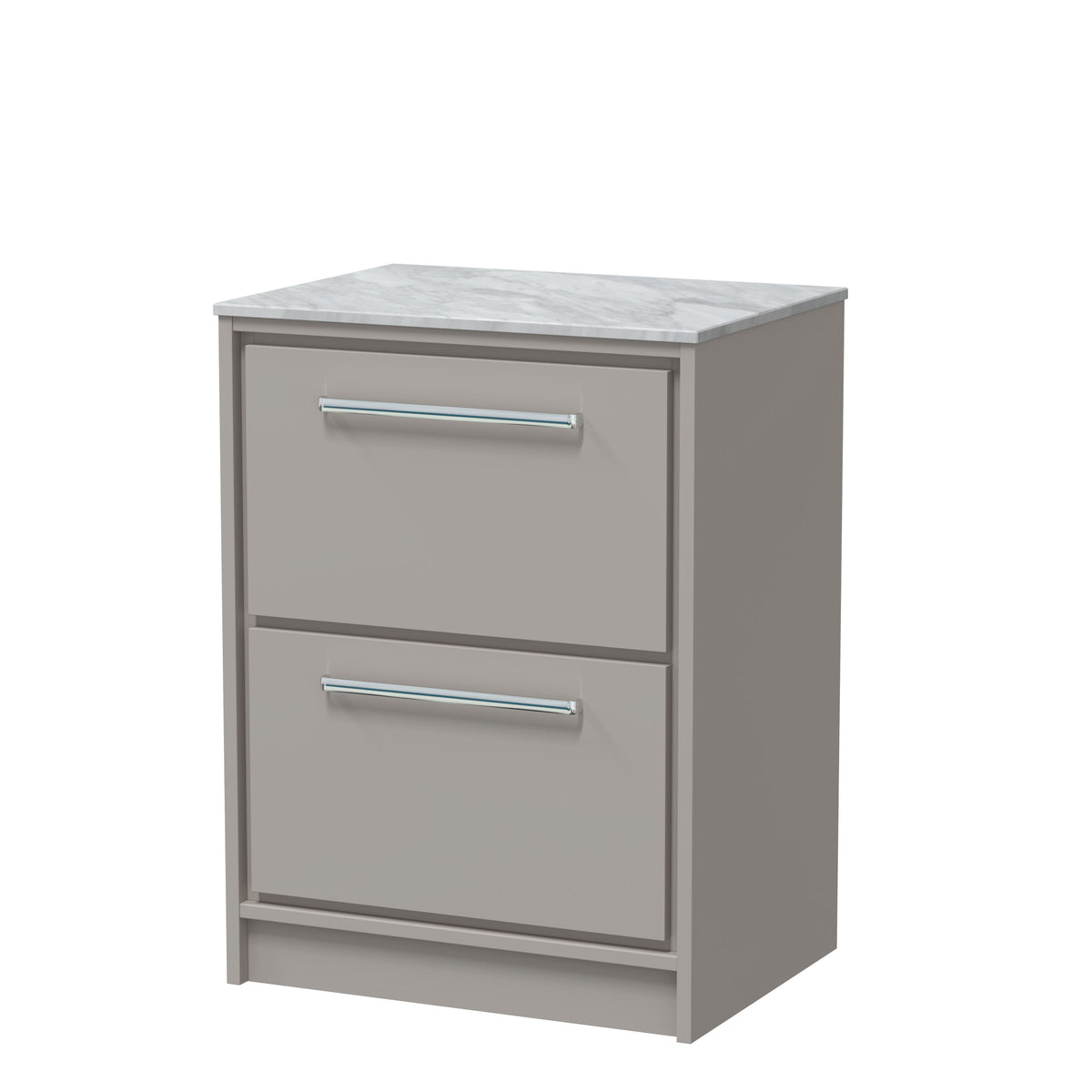 Hudson Reed Lille 600mm Floor Standing 2 Drawer Vanity Unit With Grey Marble Worktop