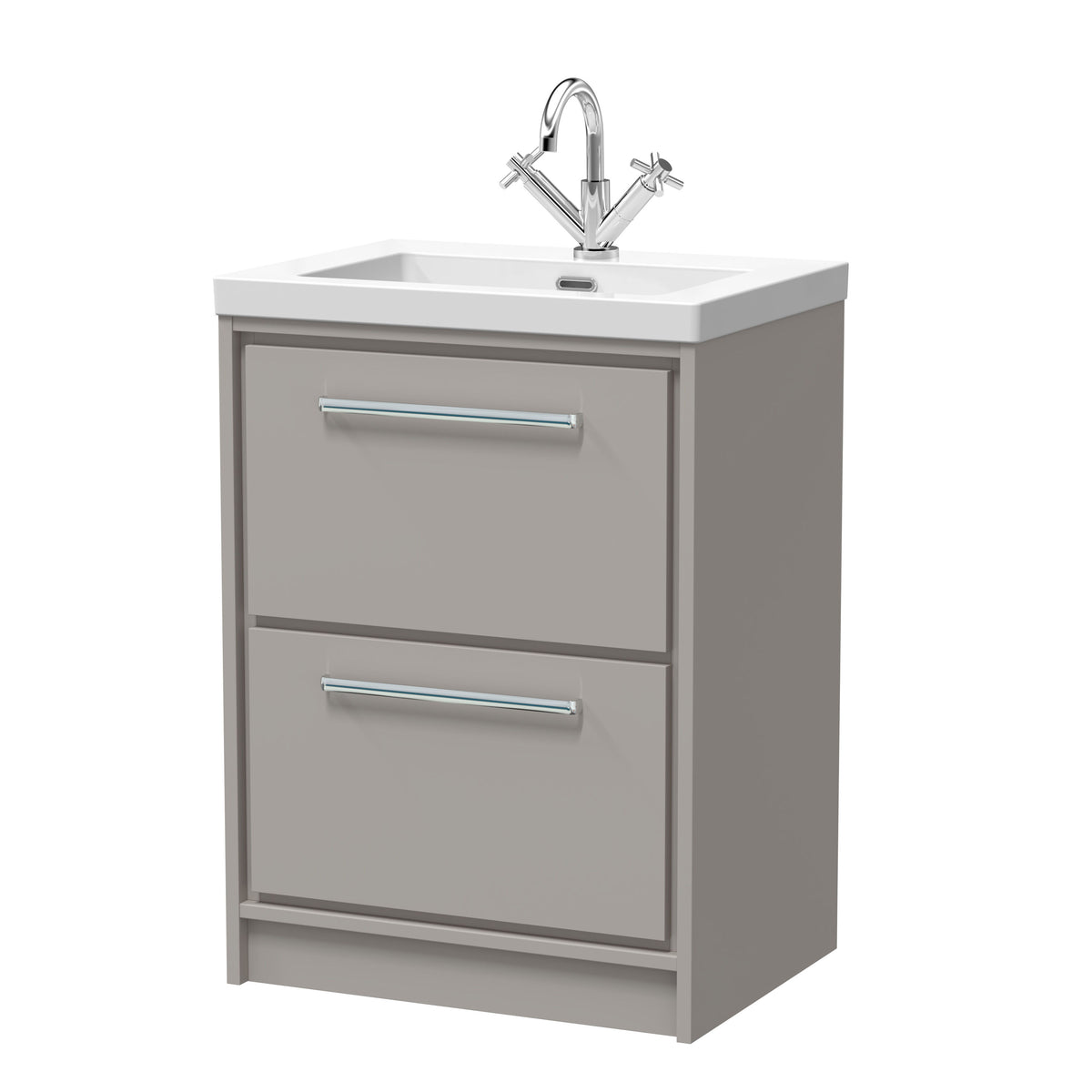Hudson Reed Lille 600mm 2 Drawer Floor Standing Vanity Unit With 1 Tap Hole Fireclay Basin