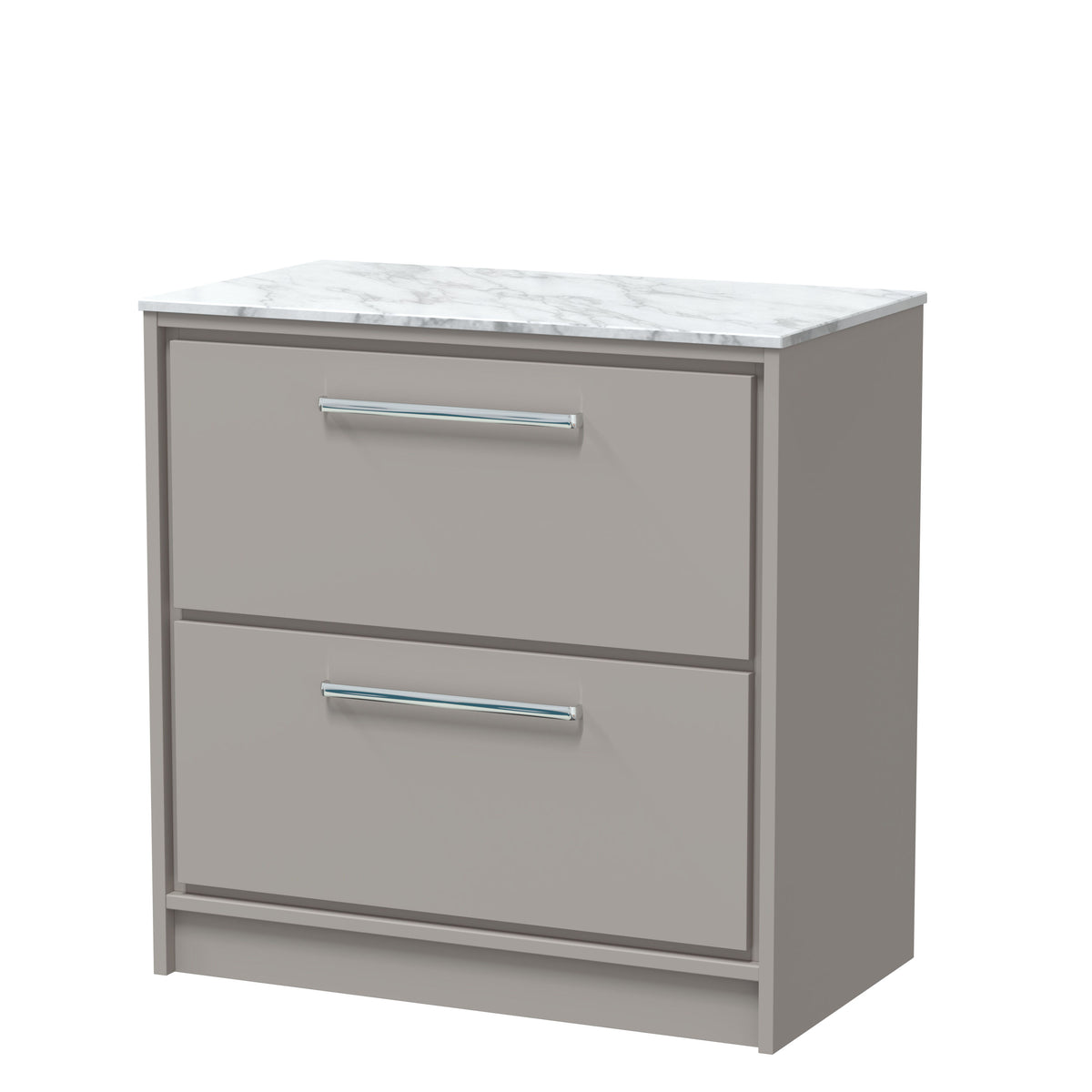 Hudson Reed Lille 800mm 2 Drawer Floor Standing Vanity Unit With Carrara Marble Worktop