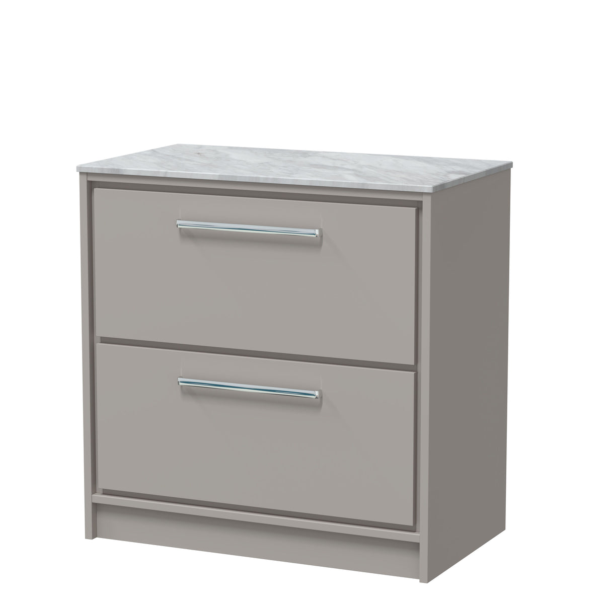 Hudson Reed Lille 800mm 2 Drawer Floor Standing Vanity Unit With Grey Marble Worktop