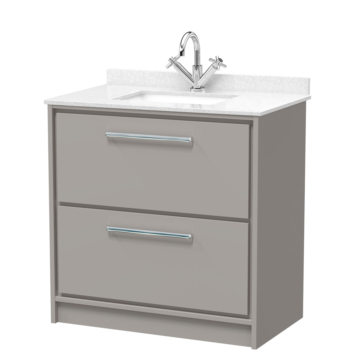 Hudson Reed Lille 800mm 2 Drawer Floor Standing Vanity Unit With Square Basin With Marble Worktop