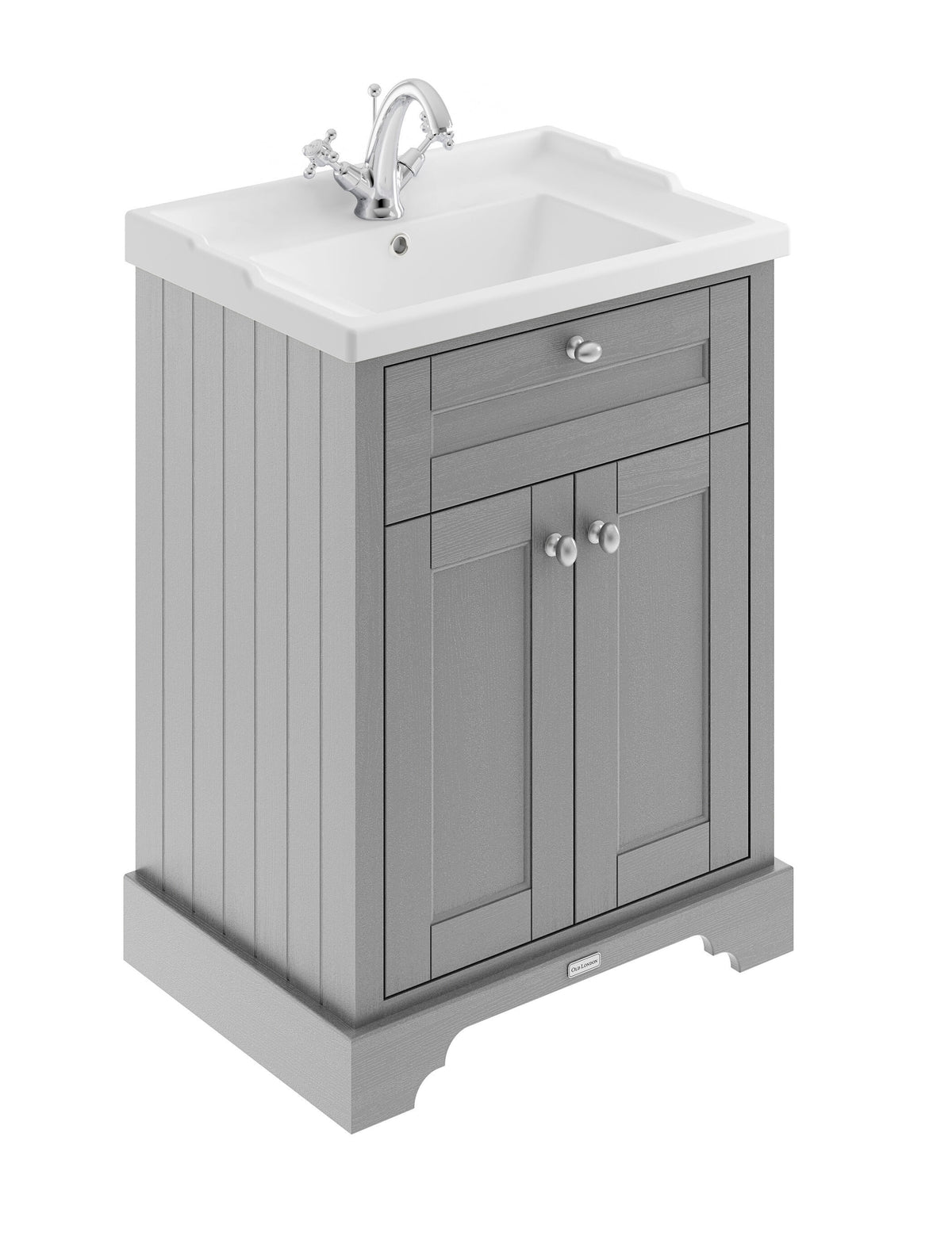 Old London 600mm 2 Door Floor Standing Cabinet With 1 Tap Hole Basin