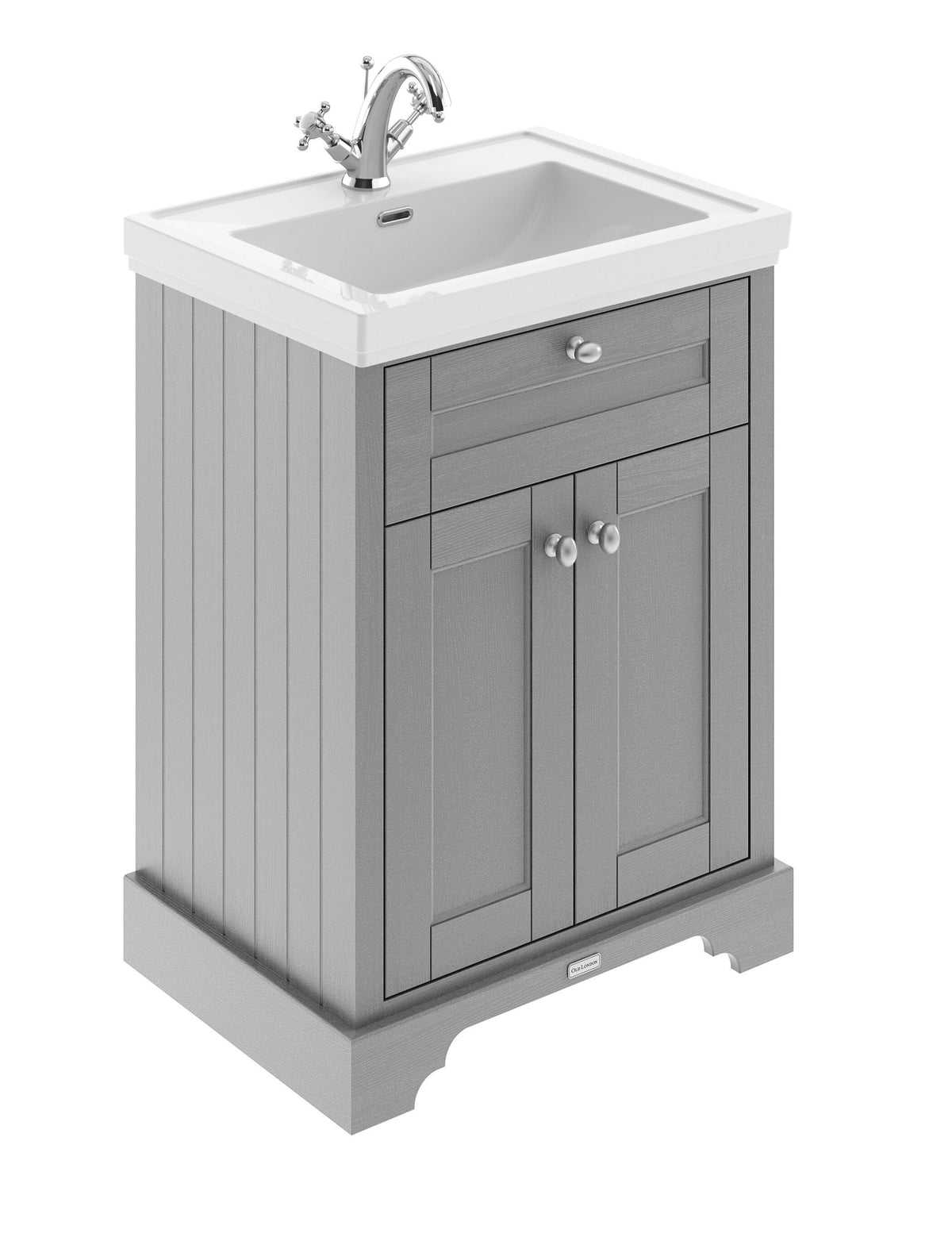 Old London 600mm 2 Door Floor Standing Vanity Unit With 1 Tap Hole Basin