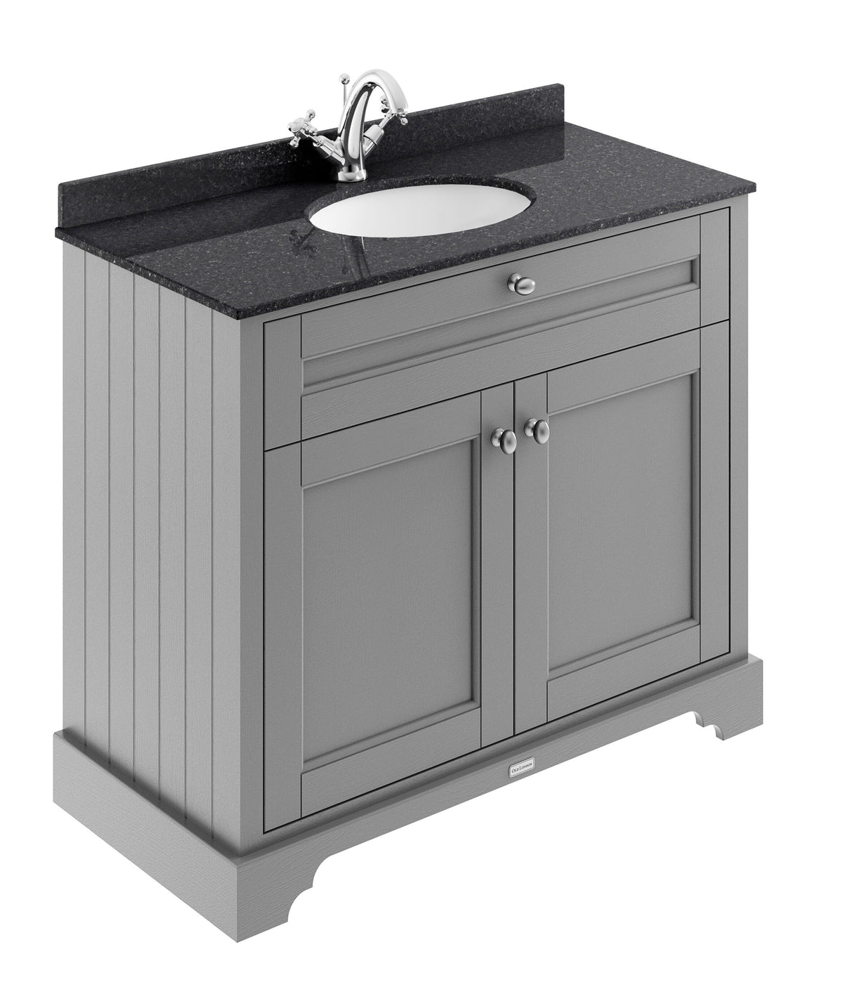 Old London 1000mm 2 Door Floor Standing Cabinet With 1 Tap Hole Marble Basin