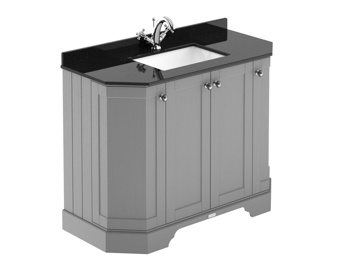 Old London 1000mm 4 Door Floor Standing Angled Vanity Unit With 1 Tap Hole Marble Basin