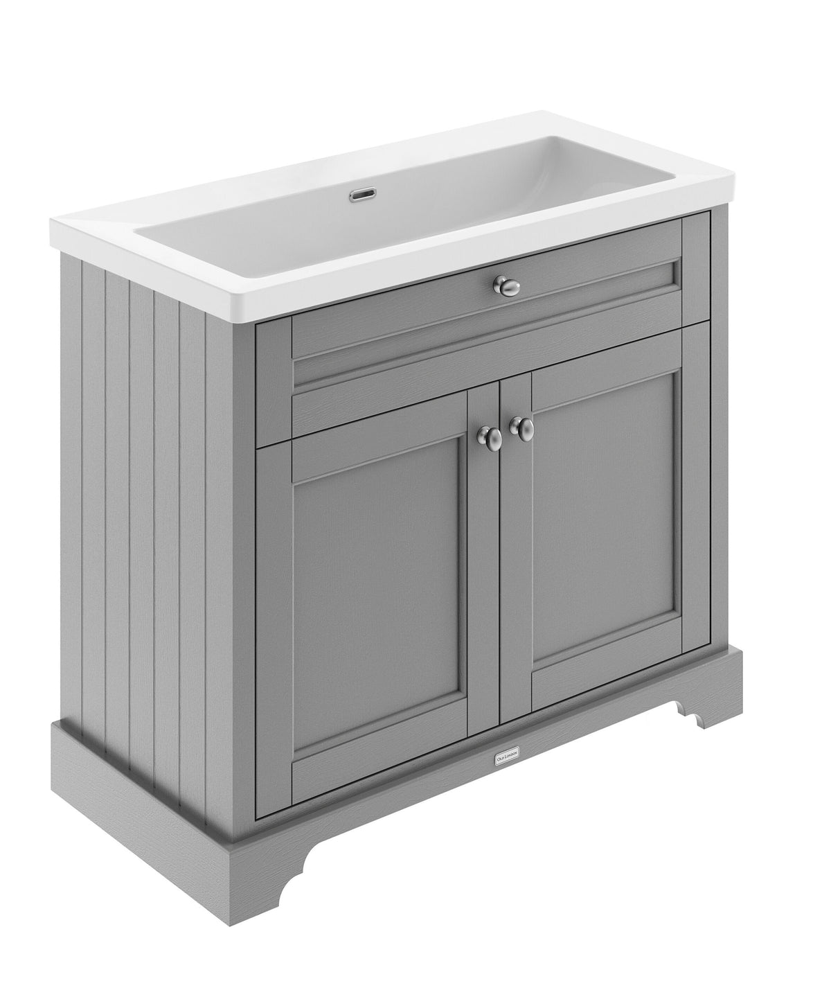 Old London 1000mm 2 Door Floor Standing Vanity Unit With Fireclay Basin