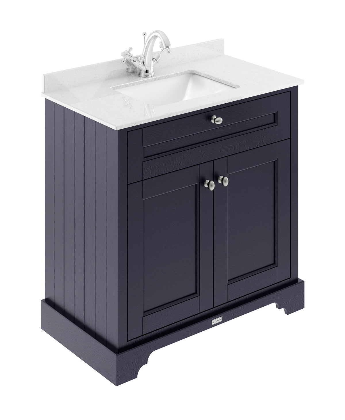 Old London 800mm 2 Door Floor Standing Cabinet With 1 Tap Hole Marble Basin