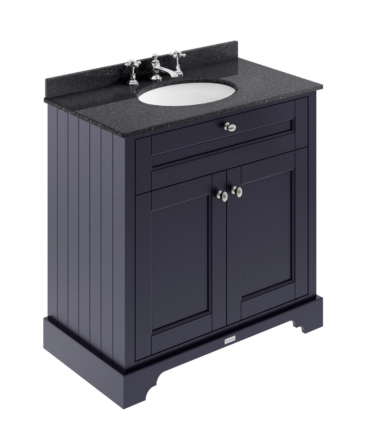 Old London 800mm 2 Door Floor Standing Cabinet With 3 Tap Holes Marble Basin