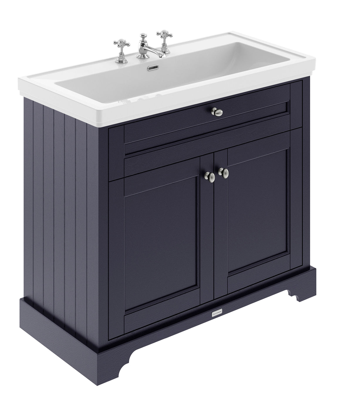 Old London 1000mm 2 Door Floor Standing Vanity Unit With 3 Tap Holes Fireclay Basin