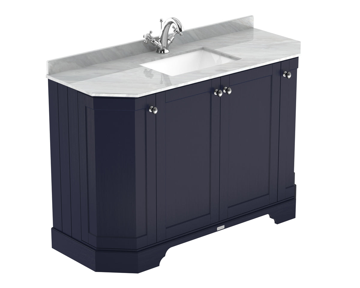 Old London 1200mm 4 Door Floor Standing Angled Vanity Unit With 1 Tap Hole Grey Marble Basin