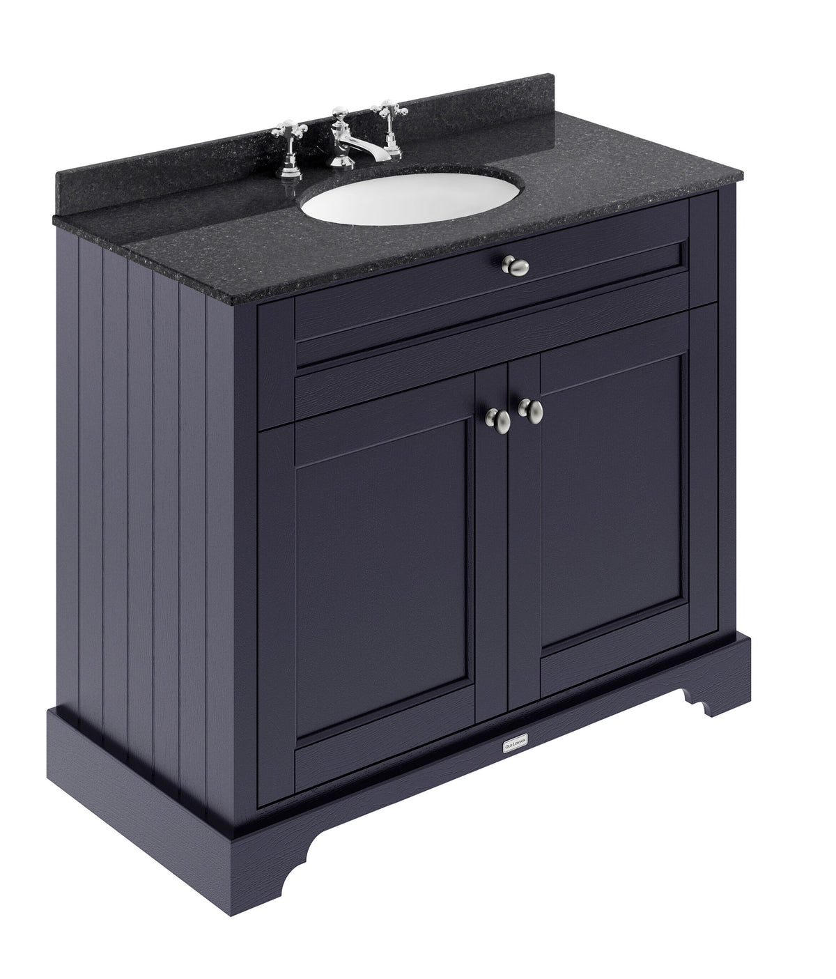 Old London 1000mm 2 Door Floor Standing Cabinet With 3 Tap Holes Marble Basin