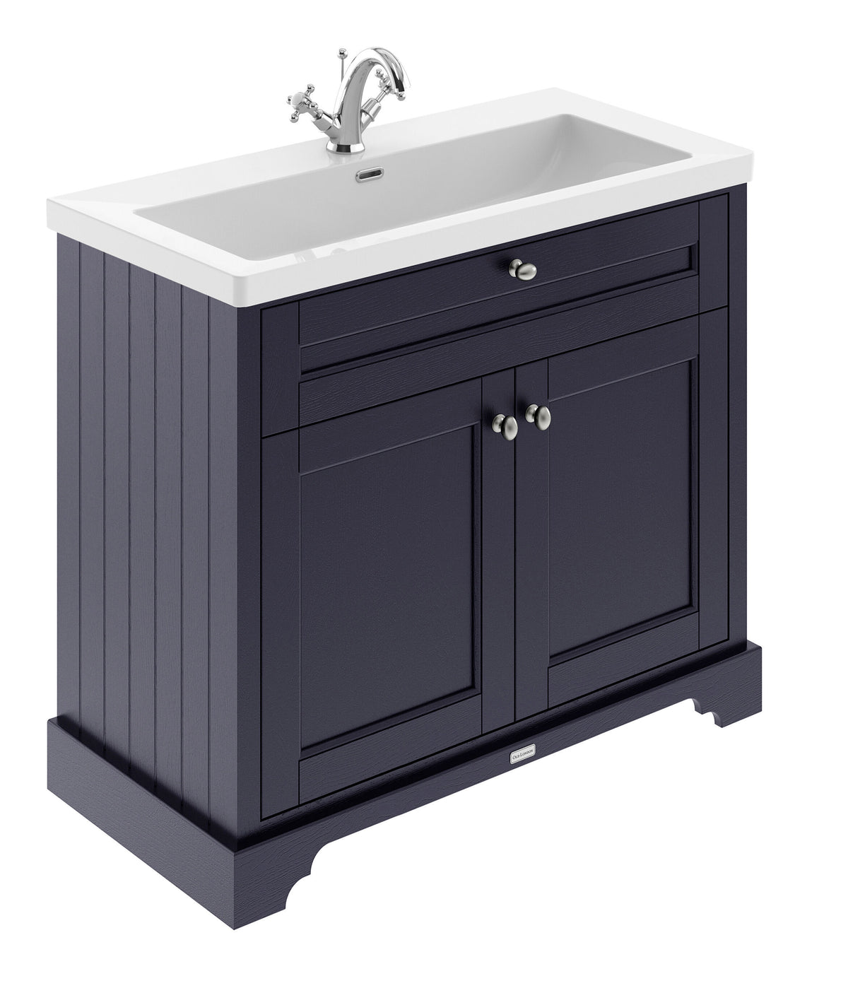 Old London 1000mm 2 Door Floor Standing Vanity Unit With 1 Tap Hole Fireclay Basin
