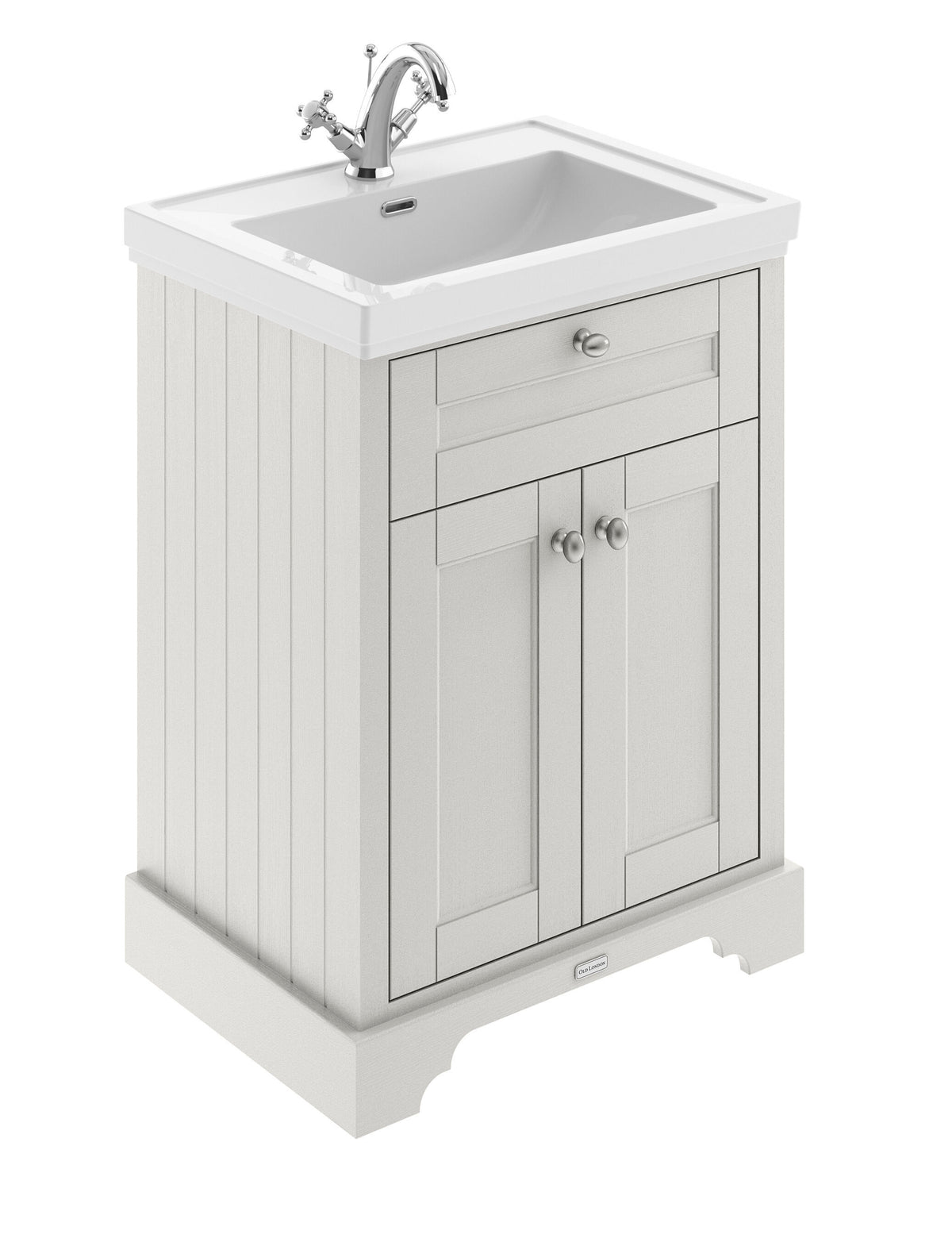 Old London 600mm 2 Door Floor Standing Vanity Unit With 1 Tap Hole Fireclay Basin