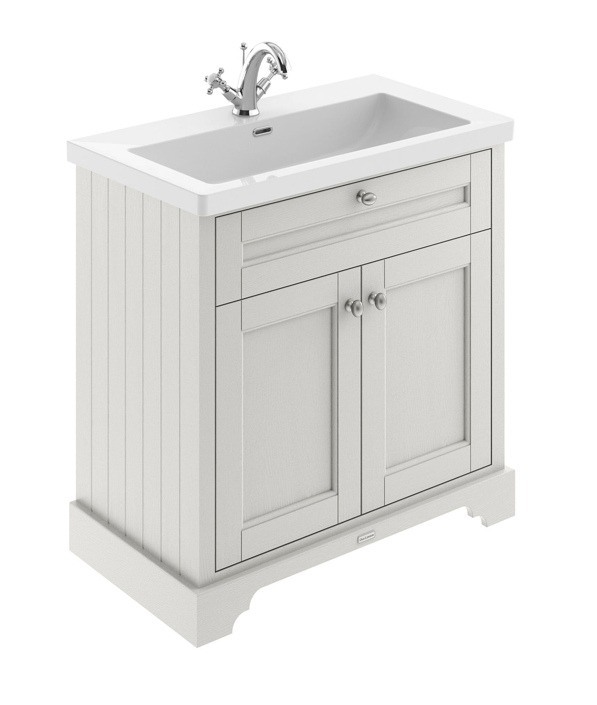 Old London 800mm 2 Door Floor Standing Vanity Unit With 1 Tap Hole Fireclay Basin