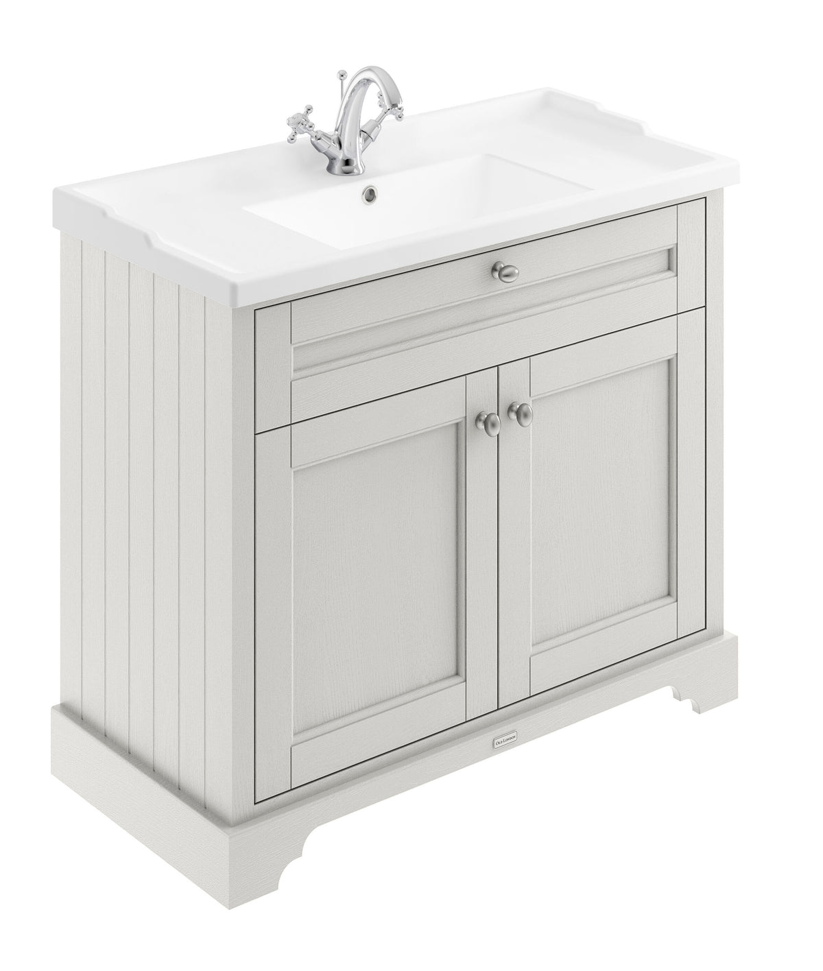Old London 1000mm 2 Door Floor Standing Cabinet With 1 Tap Hole Basin