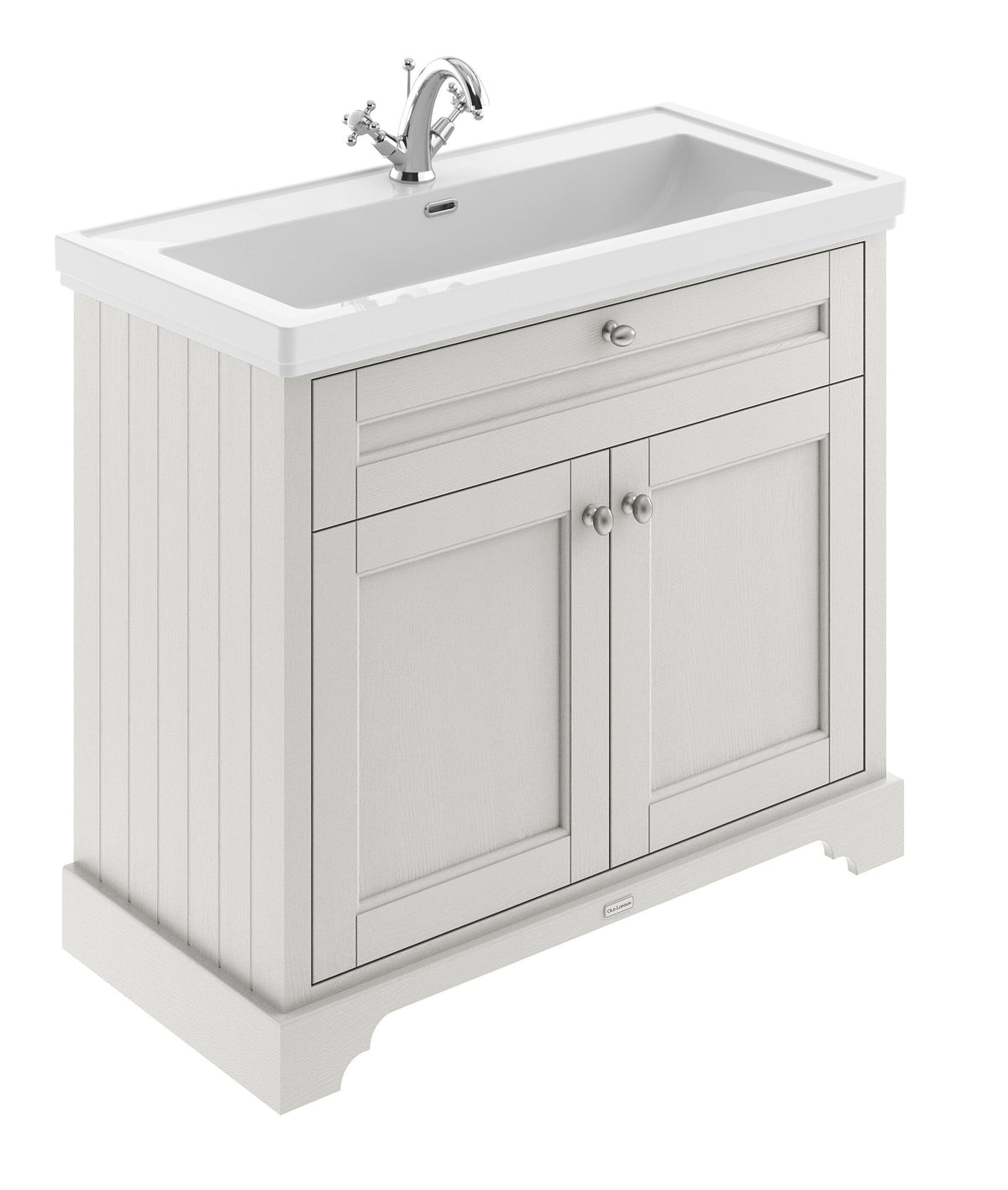 Old London 1000mm 2 Door Floor Standing Vanity Unit With 1 Tap Hole Fireclay Basin