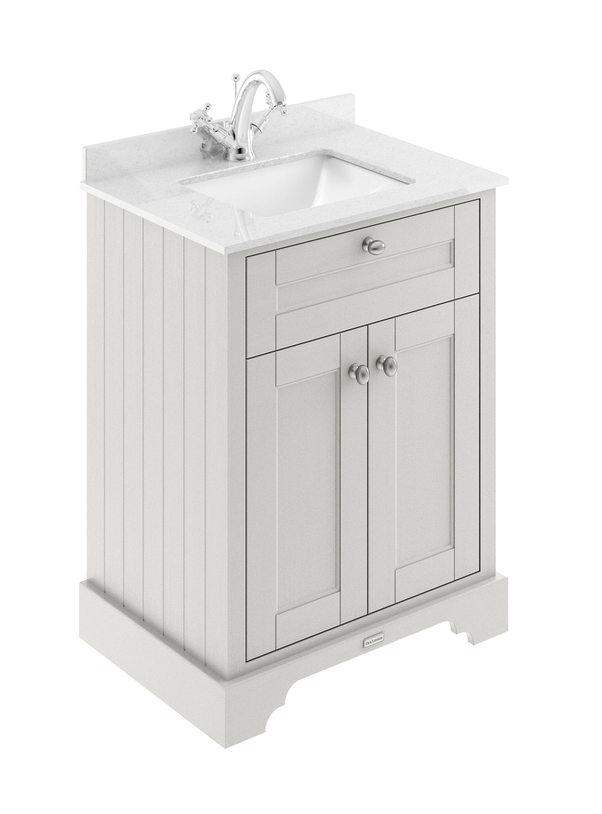 Old London 600mm 2 Door Floor Standing Cabinet With 1 Tap Hole Marble Basin