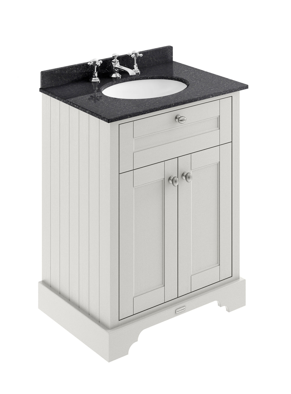 Old London 600mm 2 Door Floor Standing Cabinet With 3 Tap Holes Marble Basin