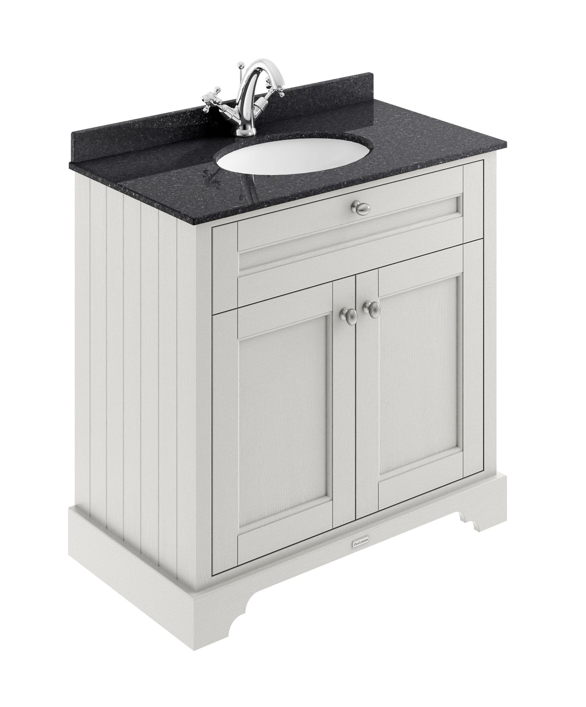 Old London 800mm 2 Door Floor Standing Cabinet With 1 Tap Hole Marble Basin