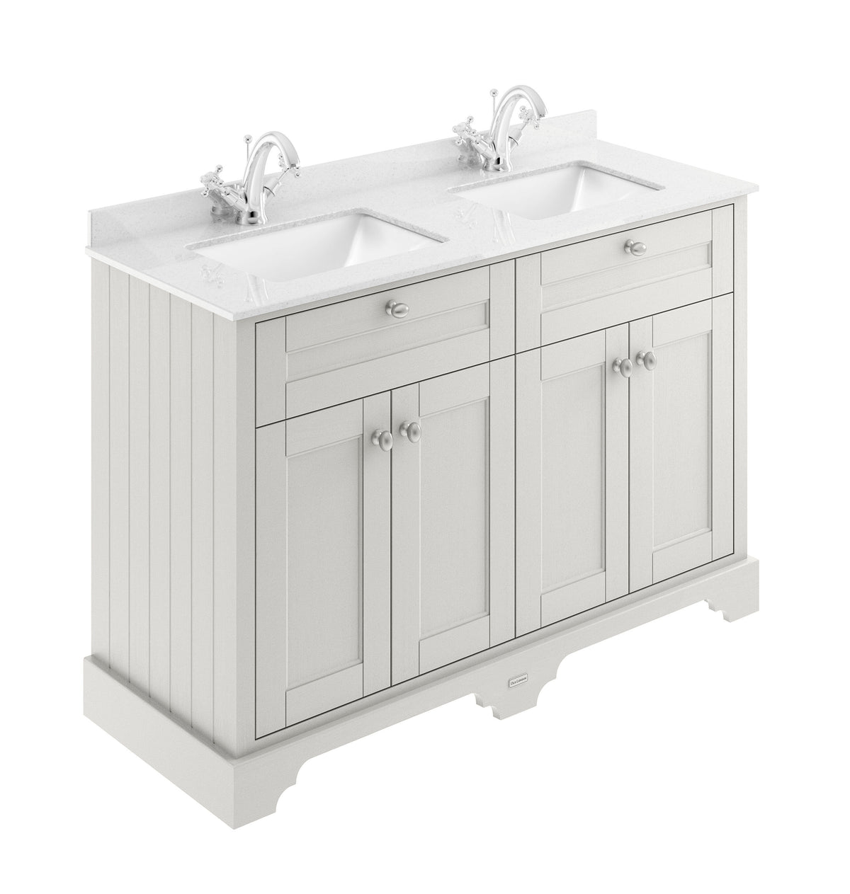Old London 1200mm 4 Door Floor Standing Cabinet With Twin Marble Basin