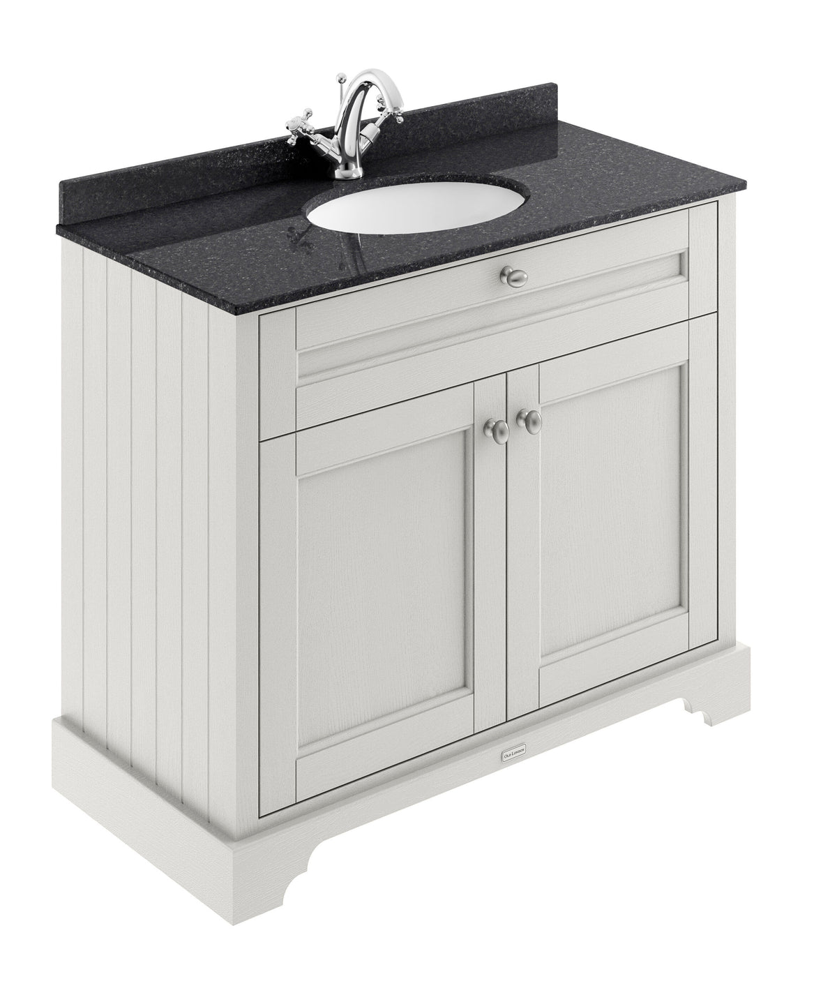 Old London 1000mm 2 Door Floor Standing Cabinet With 1 Tap Hole Marble Basin